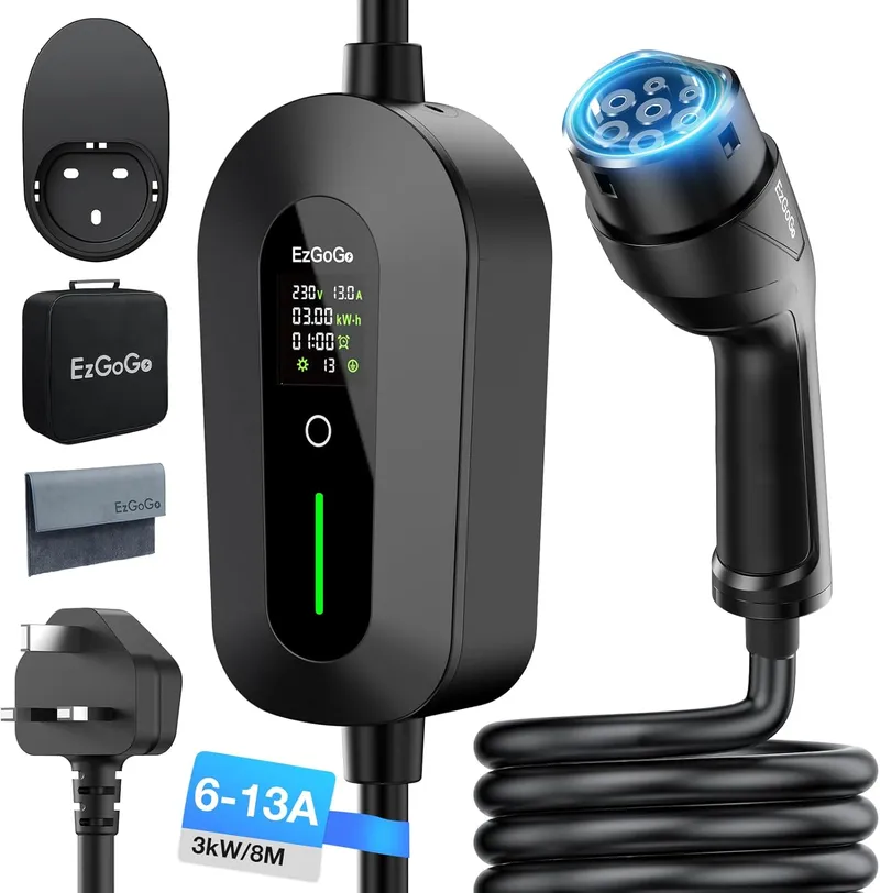 EzGoGo EV Charger Cable Type 2 to 3 Pin Plug 26.25Ft 8M